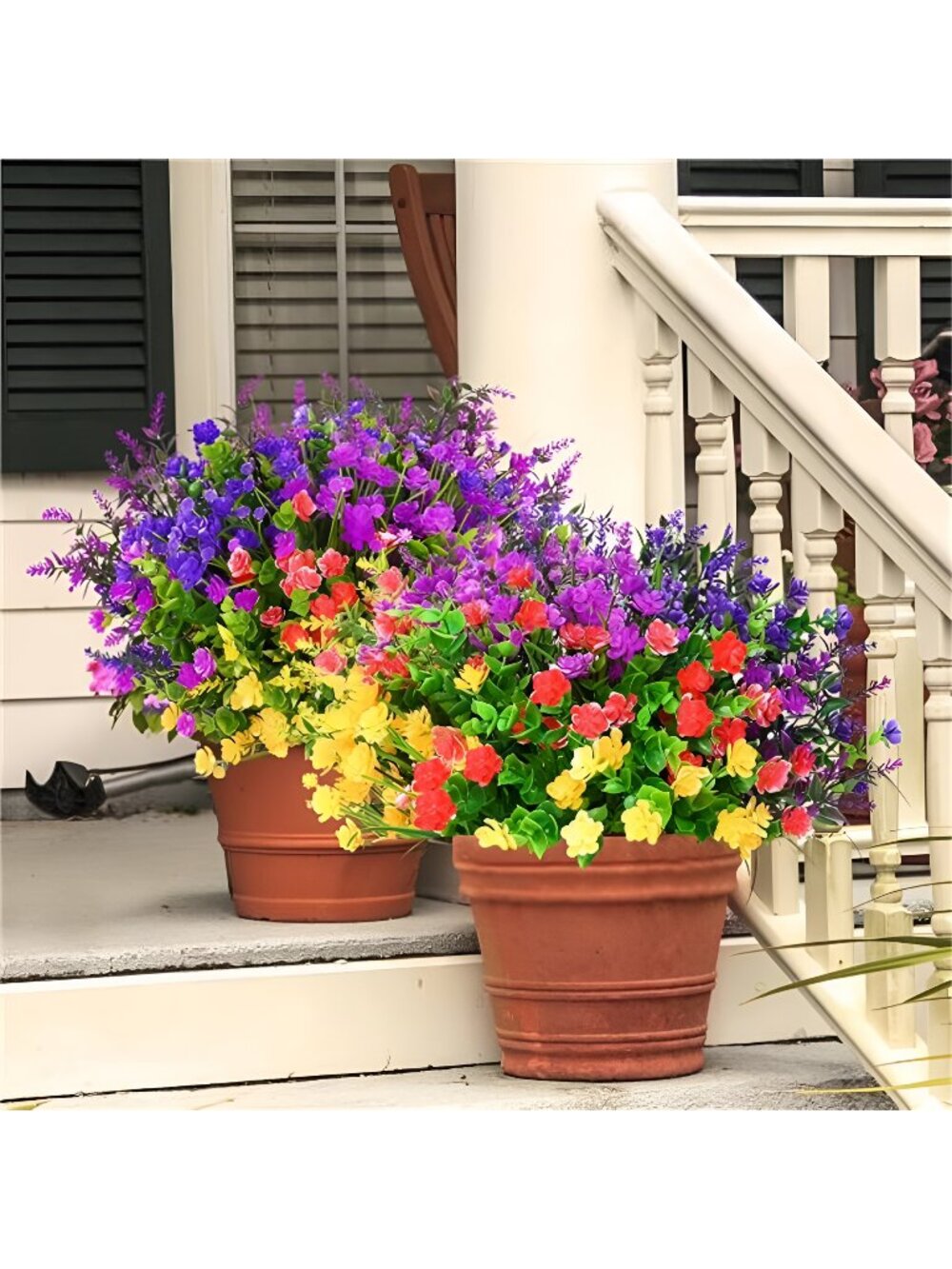 9 Bundles Artificial Flowers for Outdoors, Colorful Outdoor Artificial Flowers